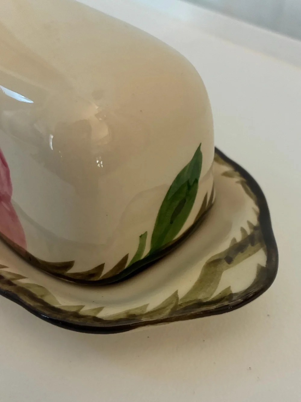 Vintage Franciscan Desert Rose Covered Butter Dish NO FINIAL Lid Made in USA